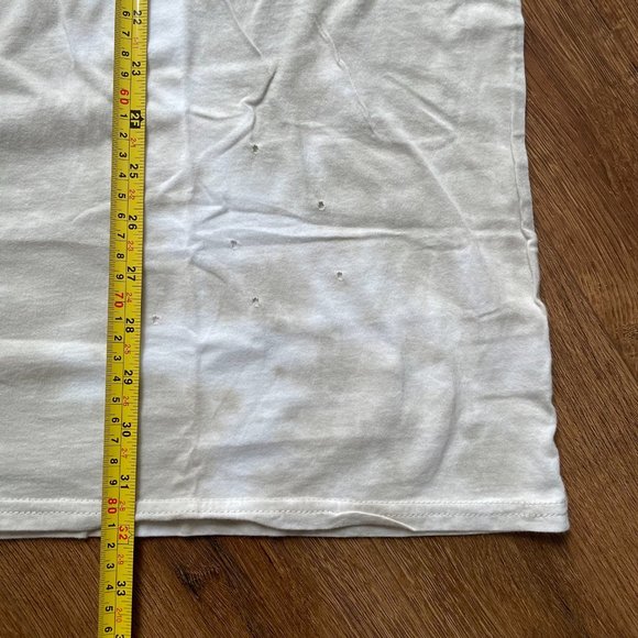 Double Zero Womens Size Large Cotton Oversized Top Shirt Distressed Beige - Picture 8 of 9